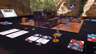 The board, miniatures, cards, tokens, and components of Apex Legends: The Board Game