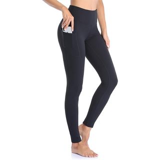 Gimdumasa Leggings for Women Gym Yoga Pants With Pockets High Waist Workout Running Sports Activewear Fitness Uk Black