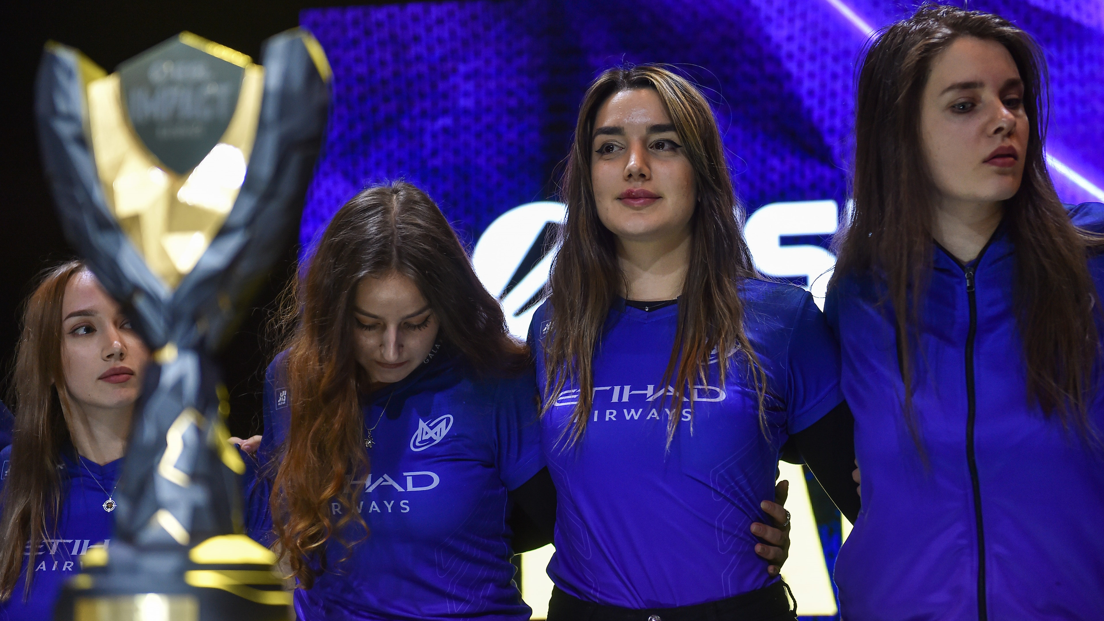 KATOWICE, POLAND - JANUARY 12: Alexandra Timonina Twenty3, Ana Dumbrava Ana, Victoria Kazieva Tory, Katarina Vaskova Kat ESL Impact Intel Extreme Masters IEM Katowice 2023 Counter-Strike: Global Offensive CS:GO final match between NAVI Javelins and Nigmy Galaxy on February 12, 2023 in Katowice, Poland. (Photo by PressFocus/MB Media/Getty Images)