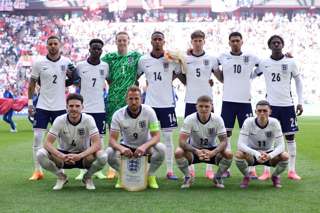 England Euro 2024 squad Players of England pose for a team photograph prior to the UEFA EURO 2024 quarter-final match between England and Switzerland at Düsseldorf Arena on July 06, 2024 in Dusseldorf, Germany. (Photo by Alex Livesey/Getty Images)