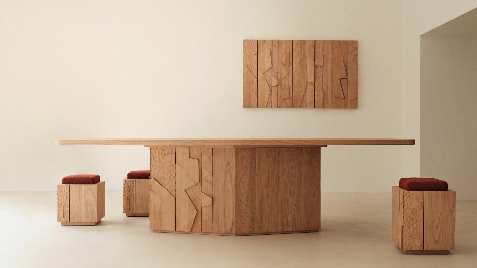 Hannes Peer for SEM tactile wooden furniture draws from sculptural sources 