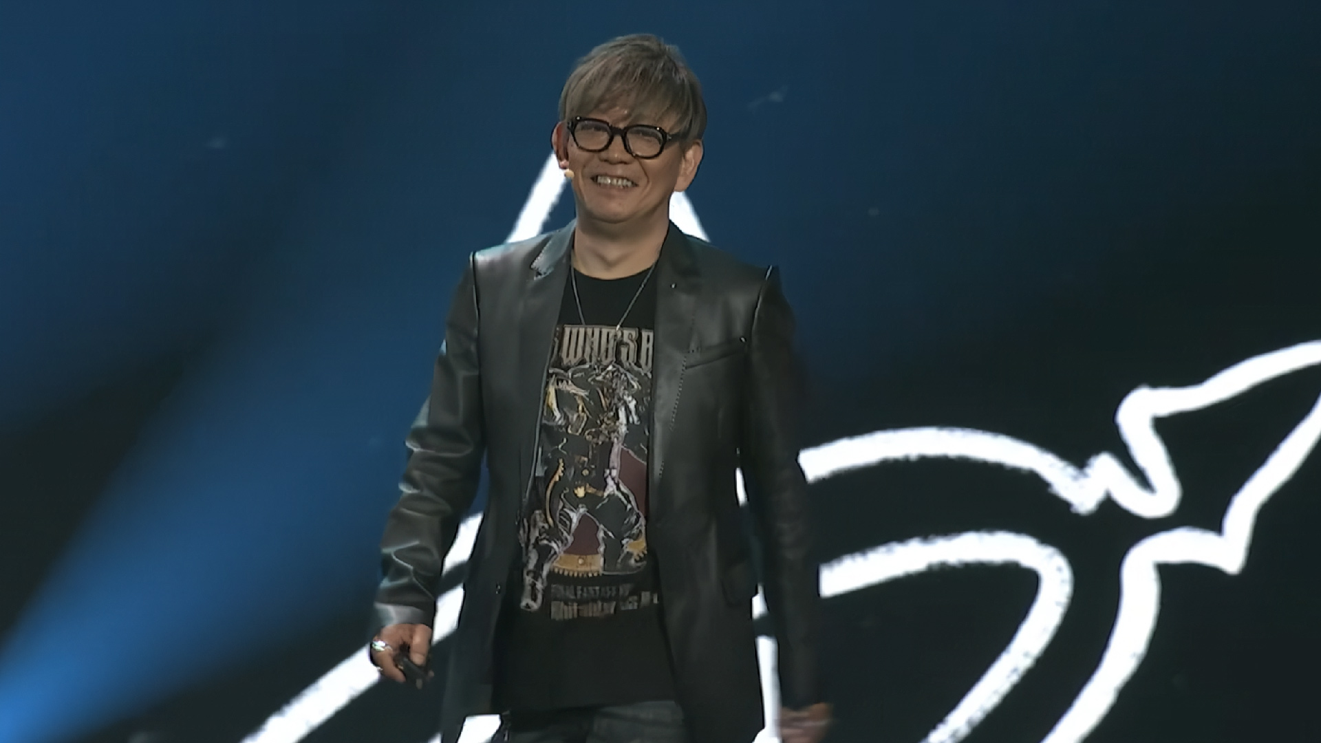 Final Fantasy 14 director and producer Naoki Yoshida on stage at FF14 Fan Festival 2026 in Anaheim