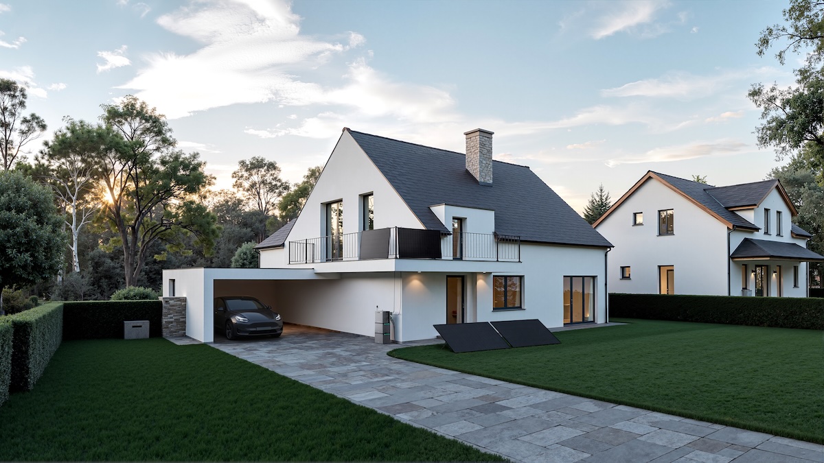 maison &eacute;quip&eacute;e de panneaux solaires et du solarflow 2400 Pro