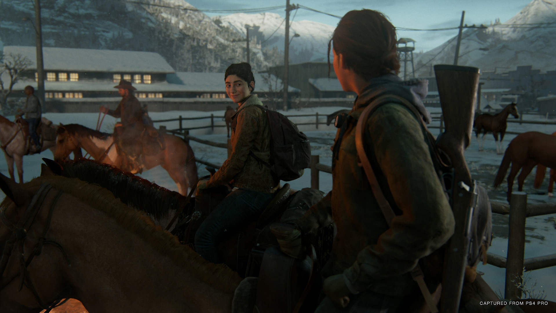 Ellie and Dina ride horses in The Last of Us Part II
