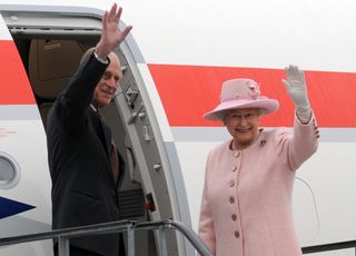 Queen Elizabeth II and Prince Phillip at Ljubljana airport on October 23, 2008.