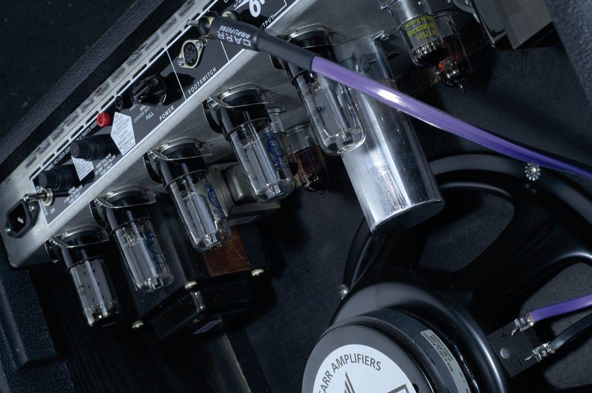 The combo is loaded with four 6V6 valves, hence the name.
