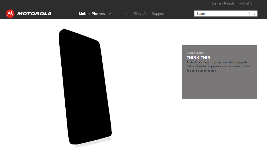 Motorola Droid Ultra pops up on Moto website, advises you to Think Thin