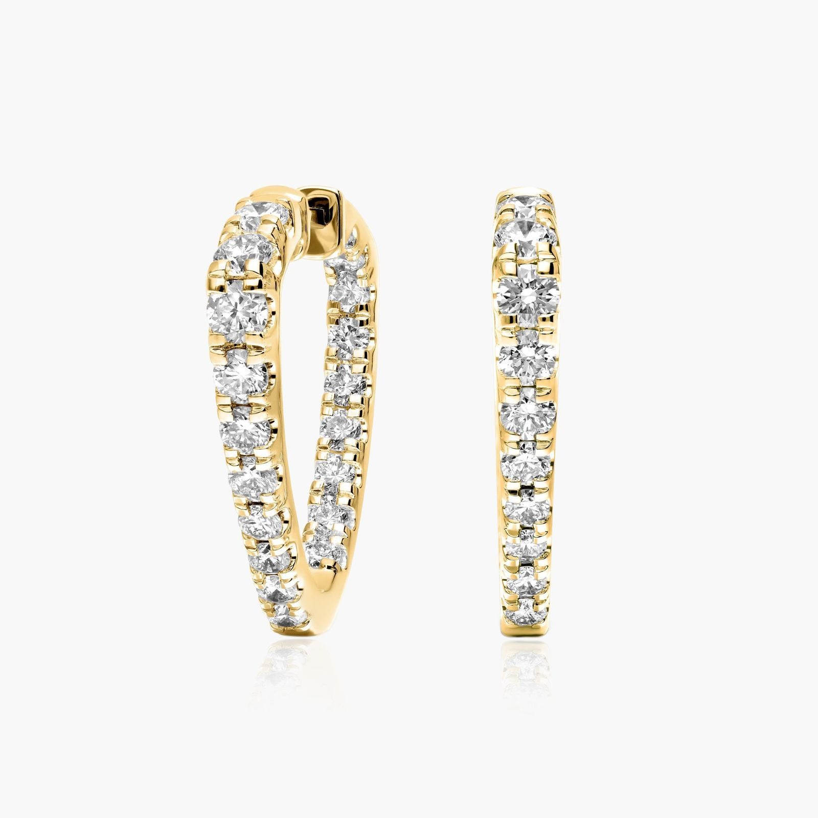 jame sallen, Inside Out Triangle 2 CTW Lab-Grown Diamond Hoop Earrings In 14K Yellow Gold