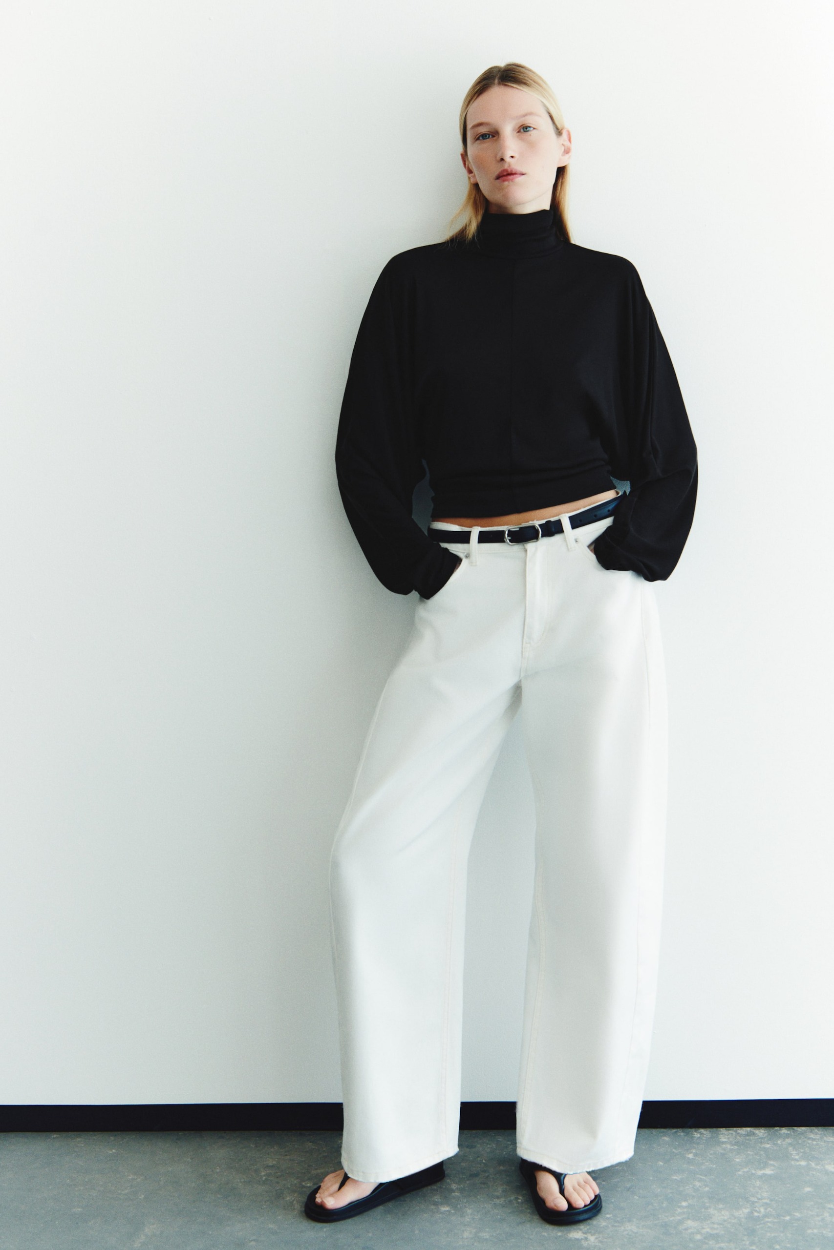 Batwing-Sleeved Turtleneck Top