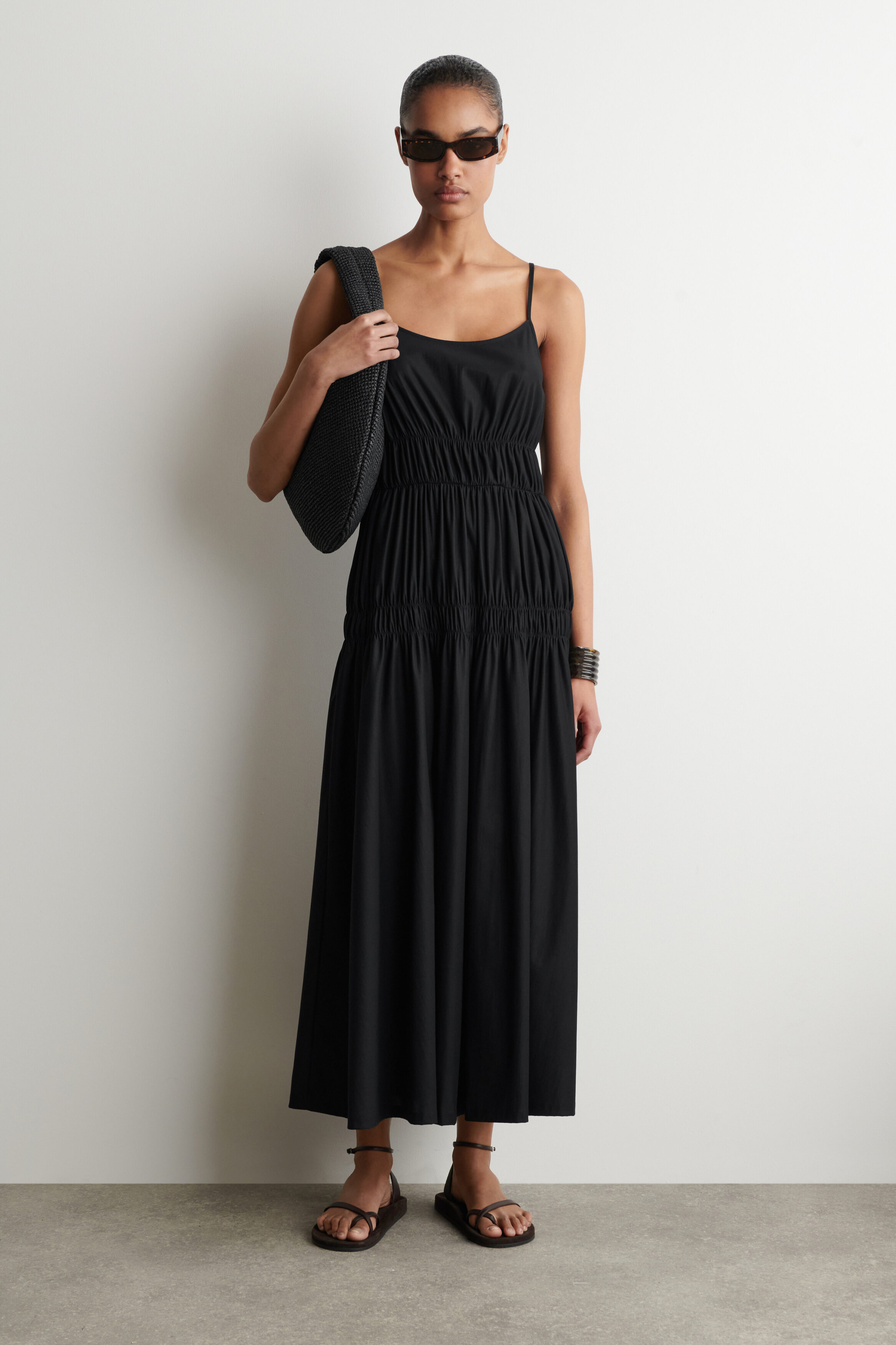 Gathered Jersey Midi Dress