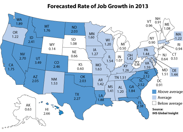 States Adding Jobs the Most Jobs in 2013 | Kiplinger