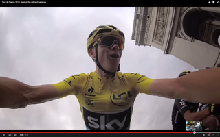 Chris Froome captured by an on-board camera in Paris at the Tour de France