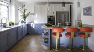 blue and white classic bespoke kitchen