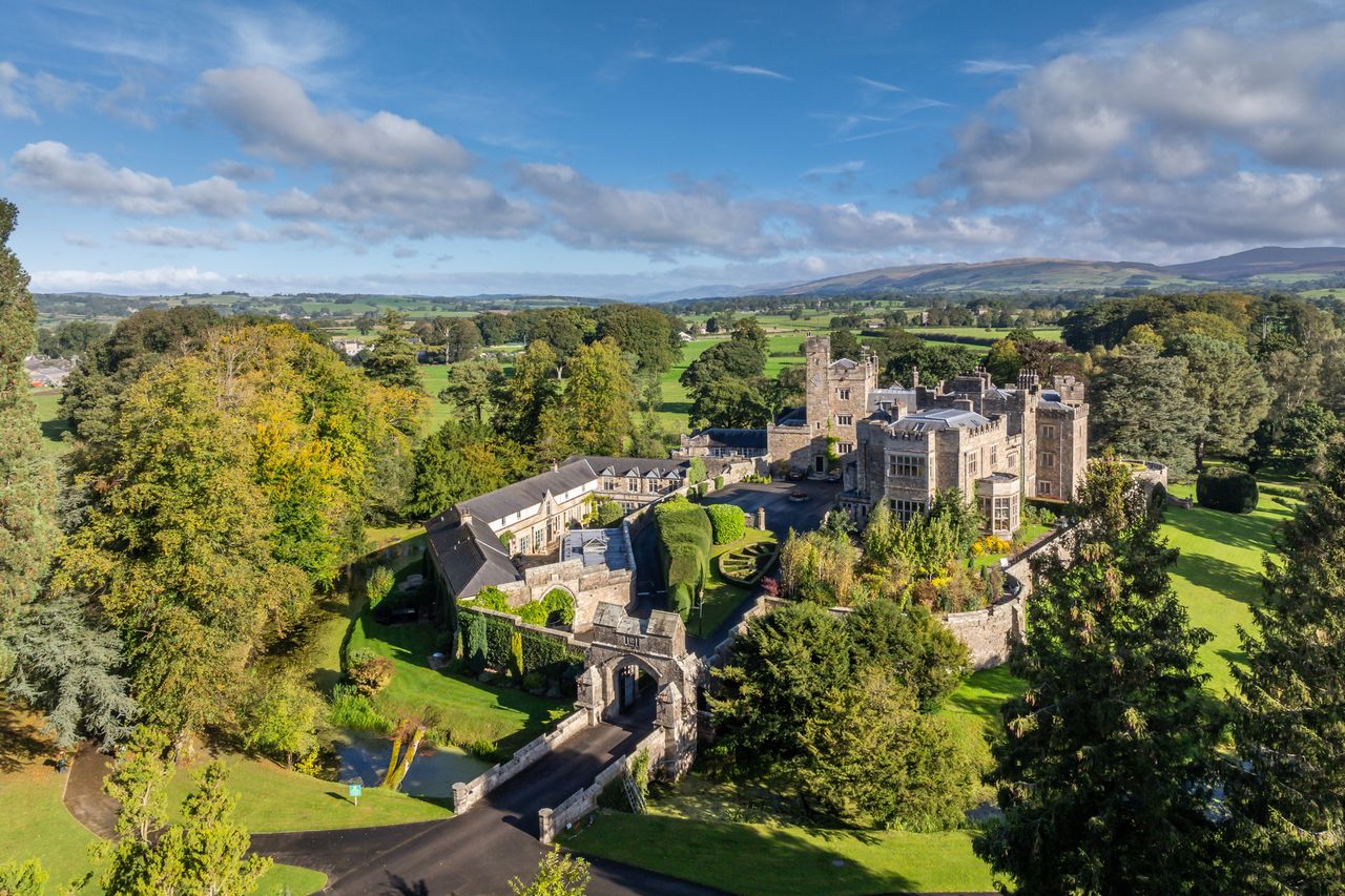 Grade II*-listed Thurland Castle, now 12 houses and apartments. And a moat.