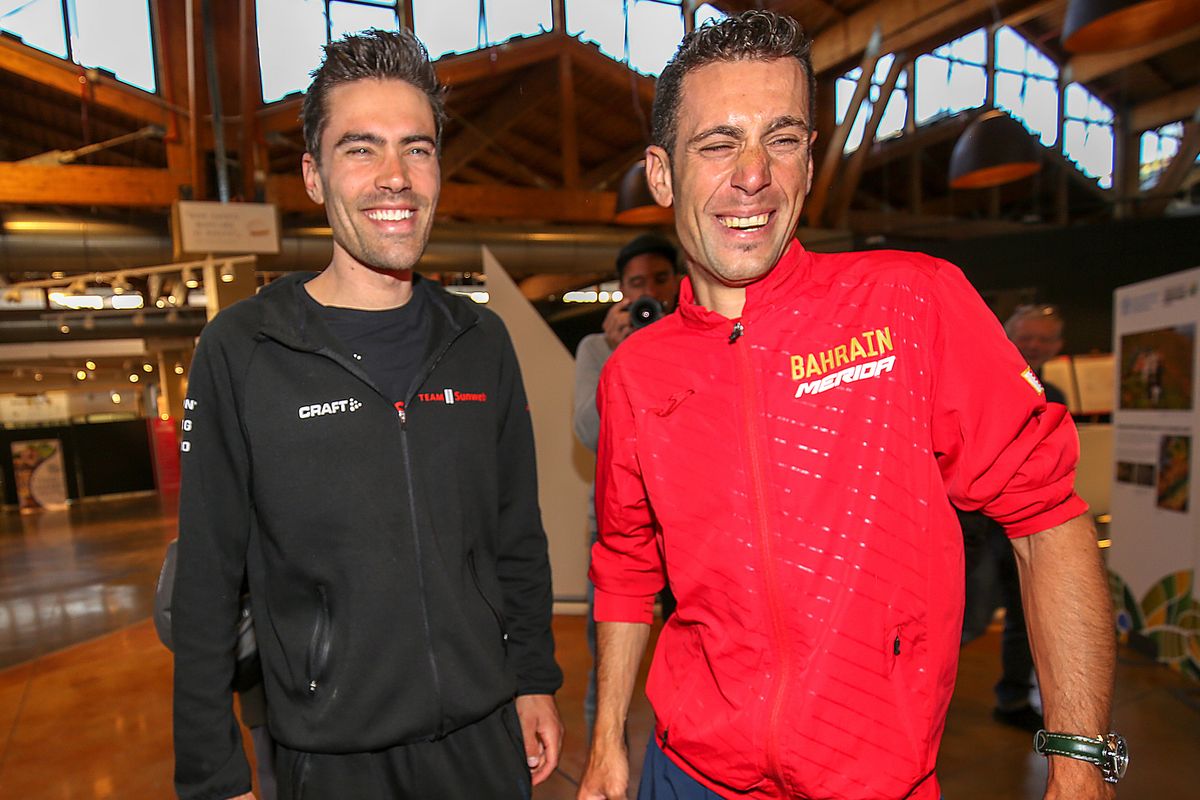 Tom Dumoulin and Vincenzo Nibali ahead of the Giro