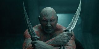 Drax (Dave Bautista) prepares for battle in Guardians of the Galaxy (2014)