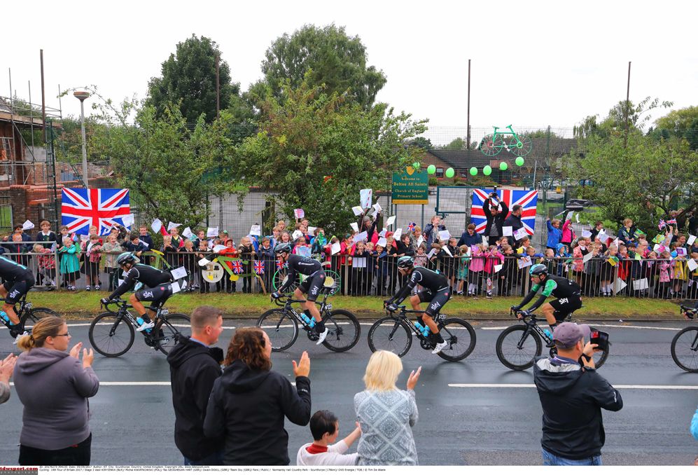 The peloton roll out on stage 3 of the Tour of Britain