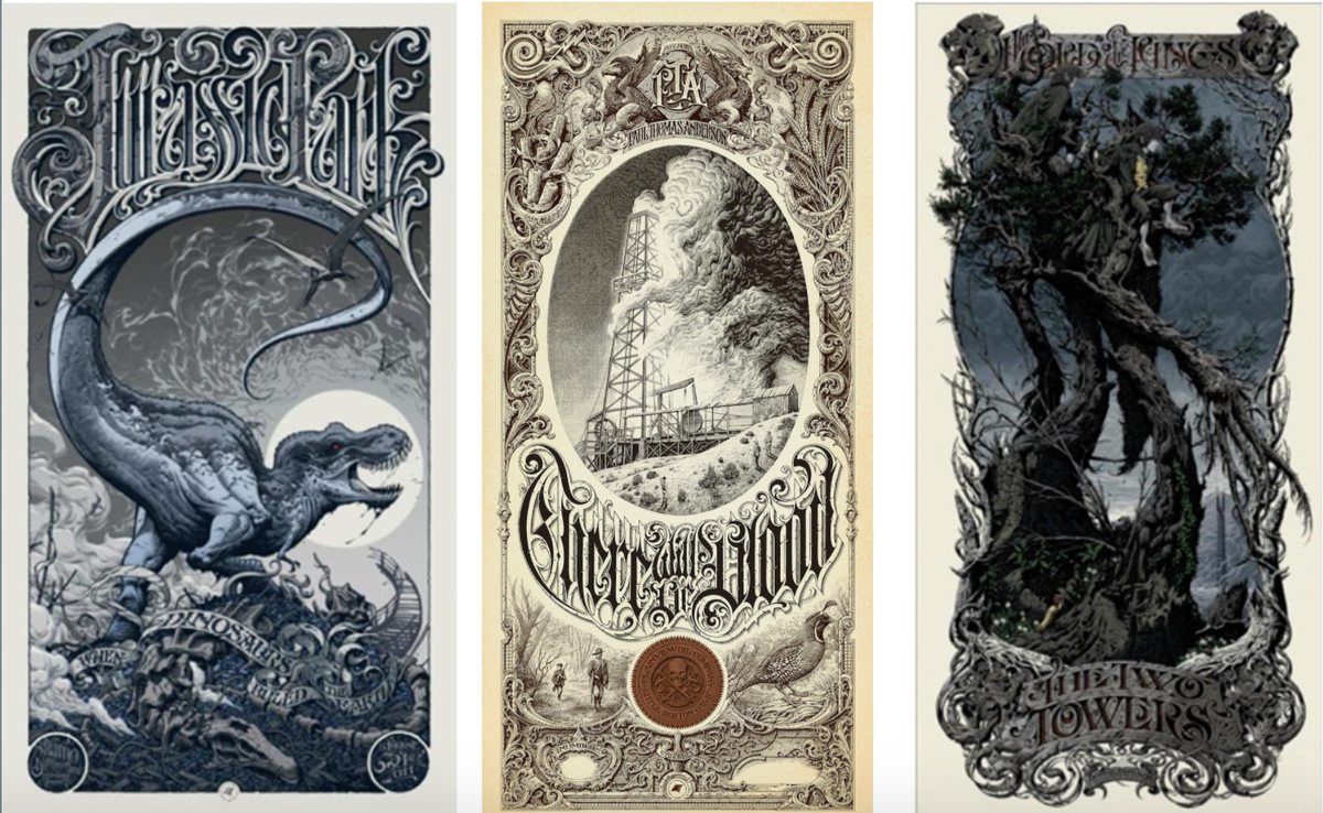 Prints by Aaron Horkey, provided courtesy of Mondo to benefit Tim League&#039;s archive auction.