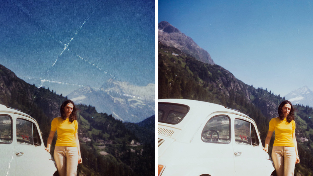 A before and after of new editing tools inside Adobe Photoshop Elements 2026
