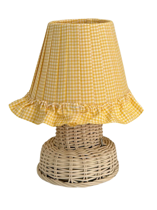 Handmade Yellow Gingham Cordless Table Lamp
