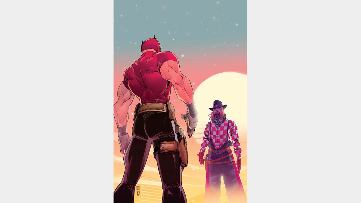 Two figures face off.