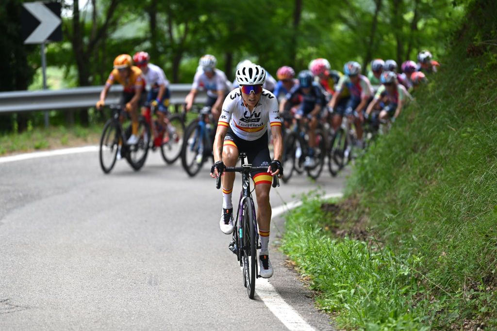 BORGO VAL DI TORO ITALY JULY 03 Mavi Garcia of Spain and Team Liv Racing TeqFind competes during the 34th Giro dItalia Donne 2023 Stage 4 a 134km stage from Fidenza to Borgo Val di Toro UCIWWT on July 03 2023 in Borgo Val di Toro Italy Photo by Dario BelingheriGetty Images