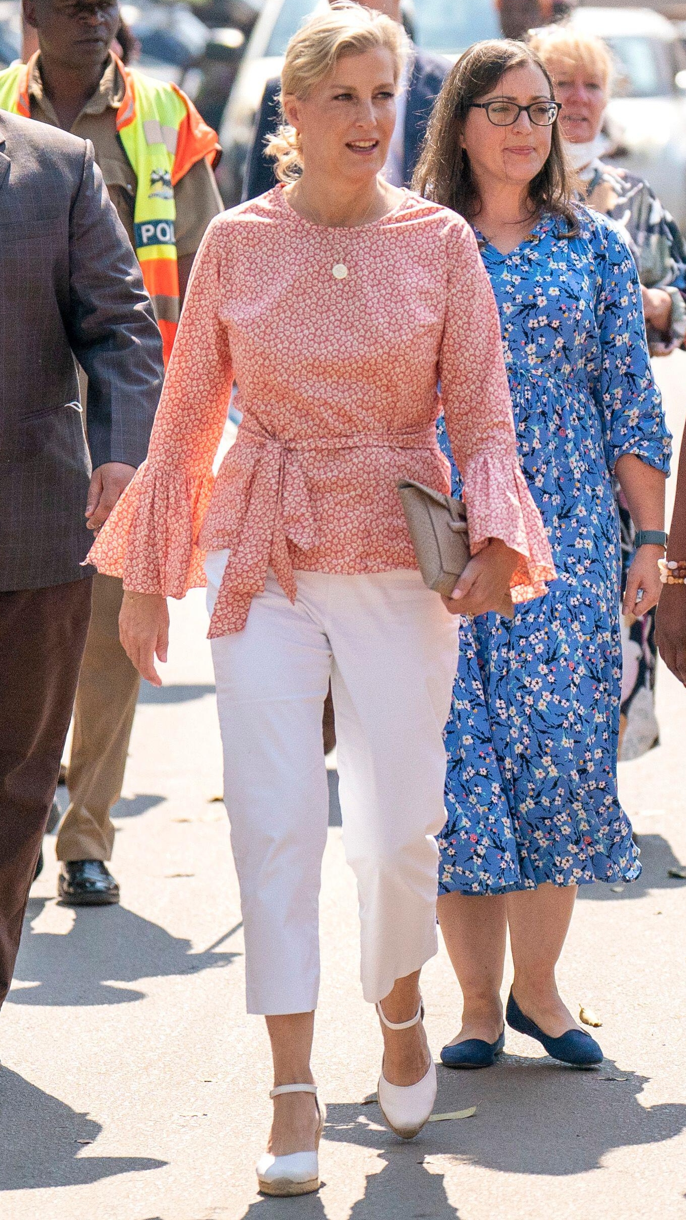 The Duchess of Edinburgh walks during a visit to Kamuzu Central Hospital in Lilongwe, Malawi in 2022