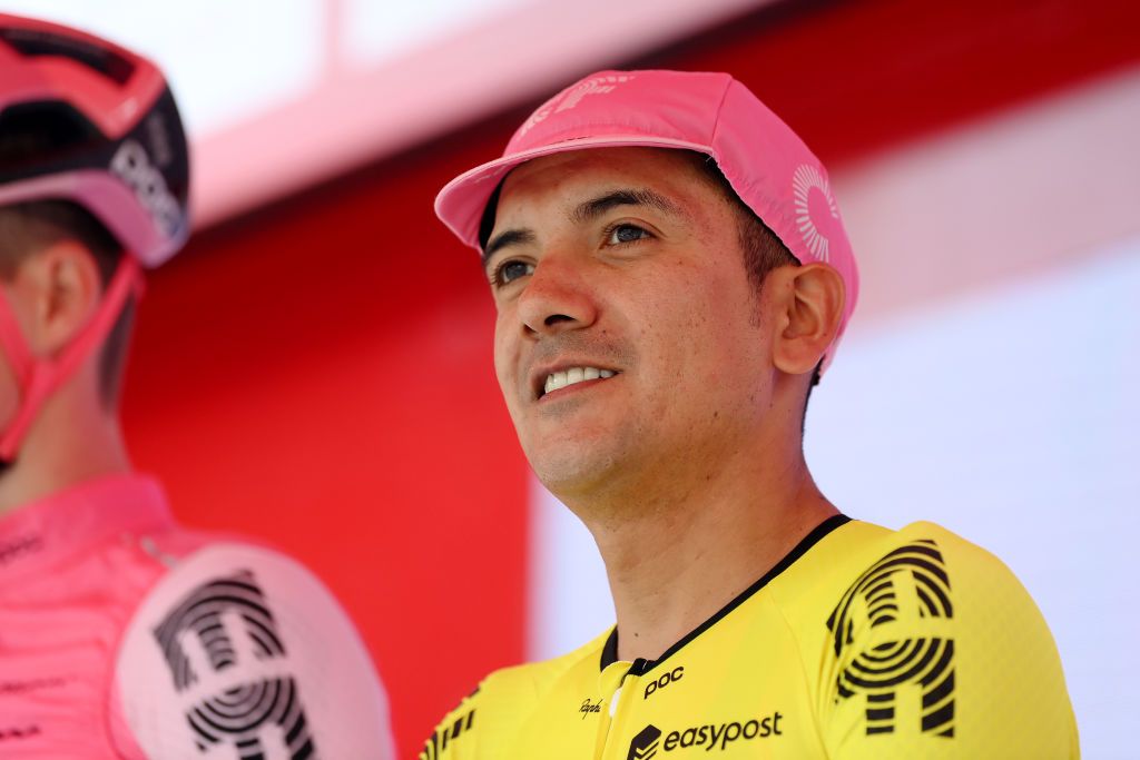 ESTELLA SPAIN APRIL 01 Richard Carapaz of Ecuador and Team EF EducationEasypost prior to the 32nd Gran Premio Miguel Indurain 2023 a 2032km one day race from Estella to Estella GPIndurain on April 01 2023 in Estella Spain Photo by David RamosGetty Images