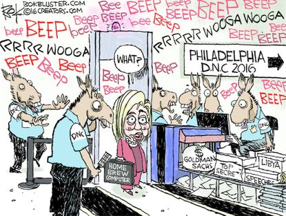 Political Cartoon U.S. Hillary DNC 2016