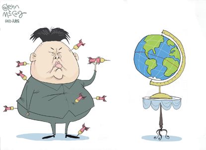 Political Cartoon U.S. North Korea Kim Jong Un Missiles War