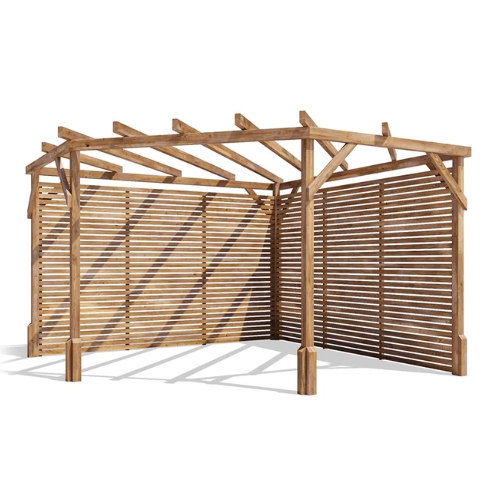 Utopia Slatted Wall Diamond Corner Pergola