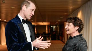 Prince William, Prince of Wales and Elaine Bedell (CEO, Southbank Centre) at the 2024 EE BAFTA Film Awards at The Royal Festival Hall on February 18, 2024