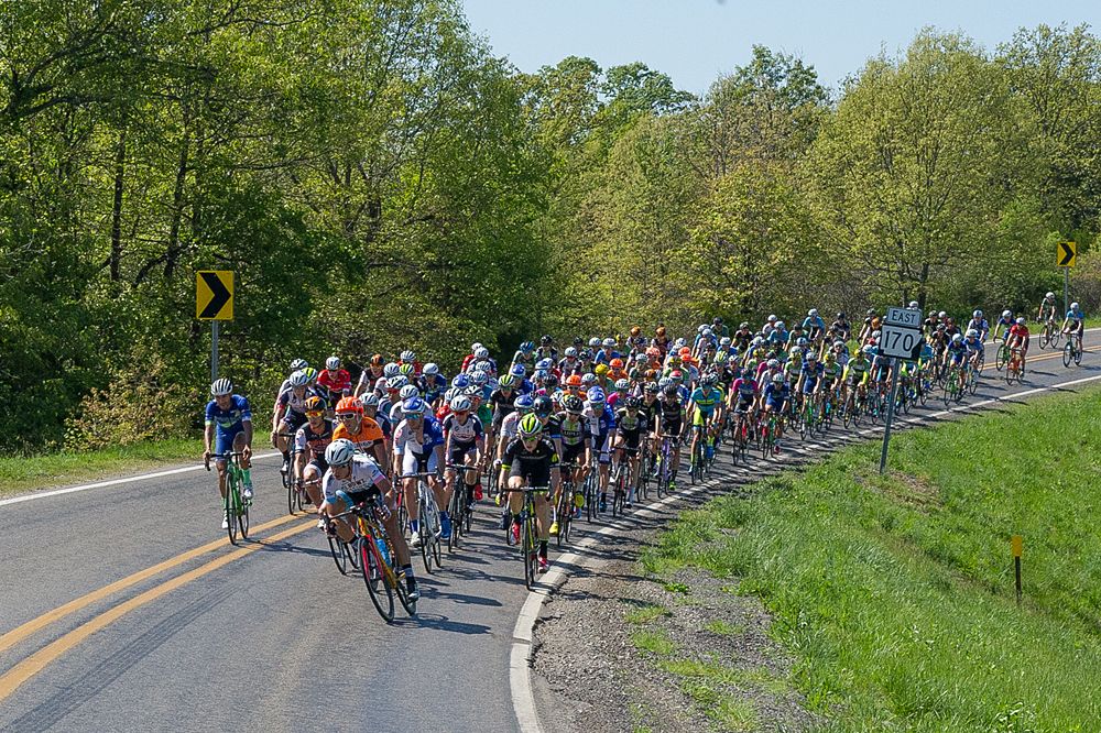 The peloton during Joe Martin Stage Race stage 3