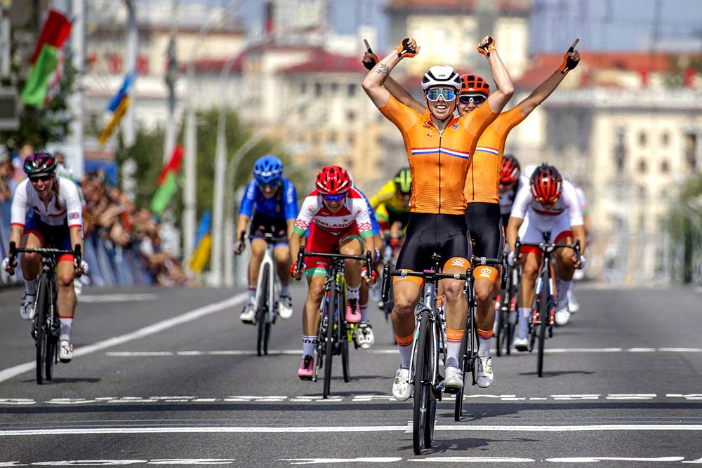 Lorena Wiebes wins European Games road race title, Marianne Vos second and Tatsiana Sharakova third in Minsk