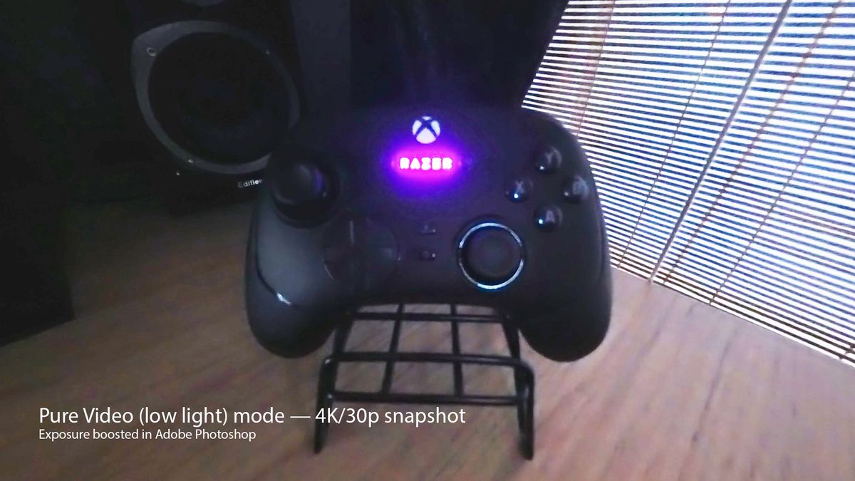 A photo of a Razer controller taken in low light on the Insta360 Ace Pro 2 using the Pure Video low light mode.