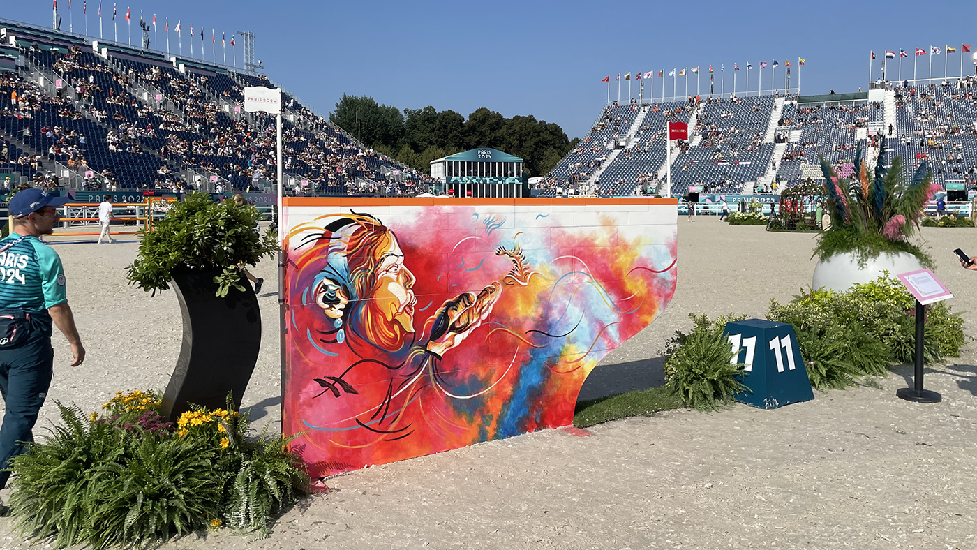 Olympic showjumping team qualifier fence