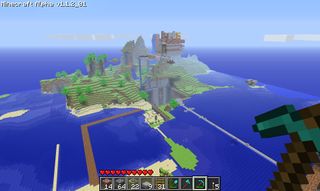 Minecraft - a view of an island from above