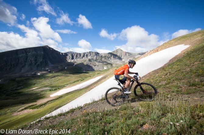 A Buff Pro Team rider nears the summit