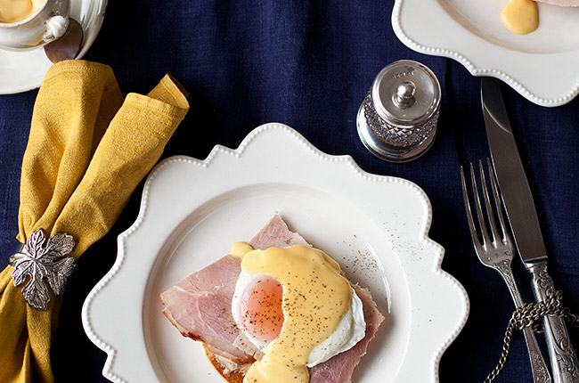 Wine and eggs benedict