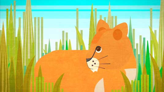 Illustrated lion-cub called Bapoto, created for a children's short