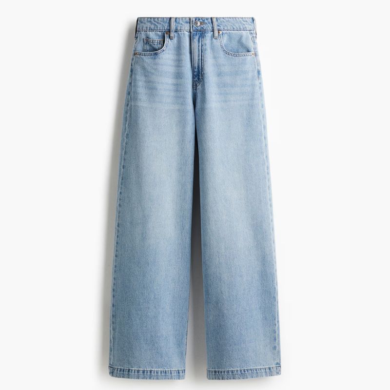 light wash high-waisted denim jeans