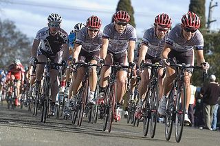 The team from Fly V Australia was controlling the peloton in the concluding laps.