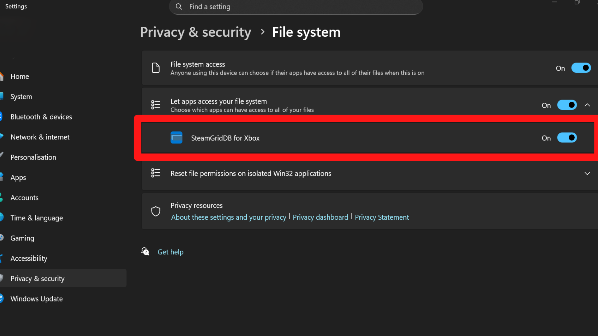 Settings for Windows