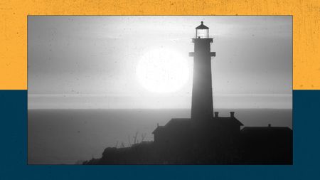 The sun sets behind the Pigeon Point Lighthouse during hot weather in Pescadero, California, United States on March 17, 2026.