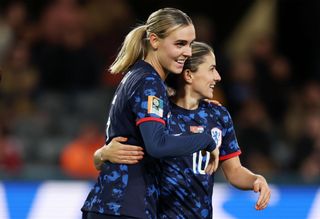 Danielle Van De Donk of Netherlands celebrates after scoring her team's fifth goal during the FIFA Women's World Cup Australia & New Zealand 2023 Group E match between Vietnam and Netherlands at Dunedin Stadium on August 01, 2023 in Dunedin / Ōtepoti, New Zealand.