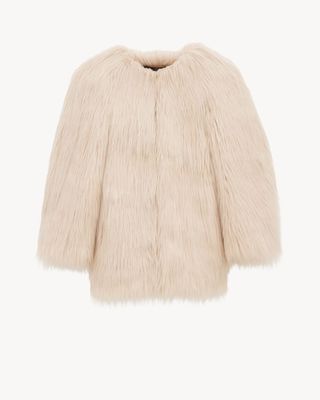 Women's Short Coat in Animal-Free Fur in Beige