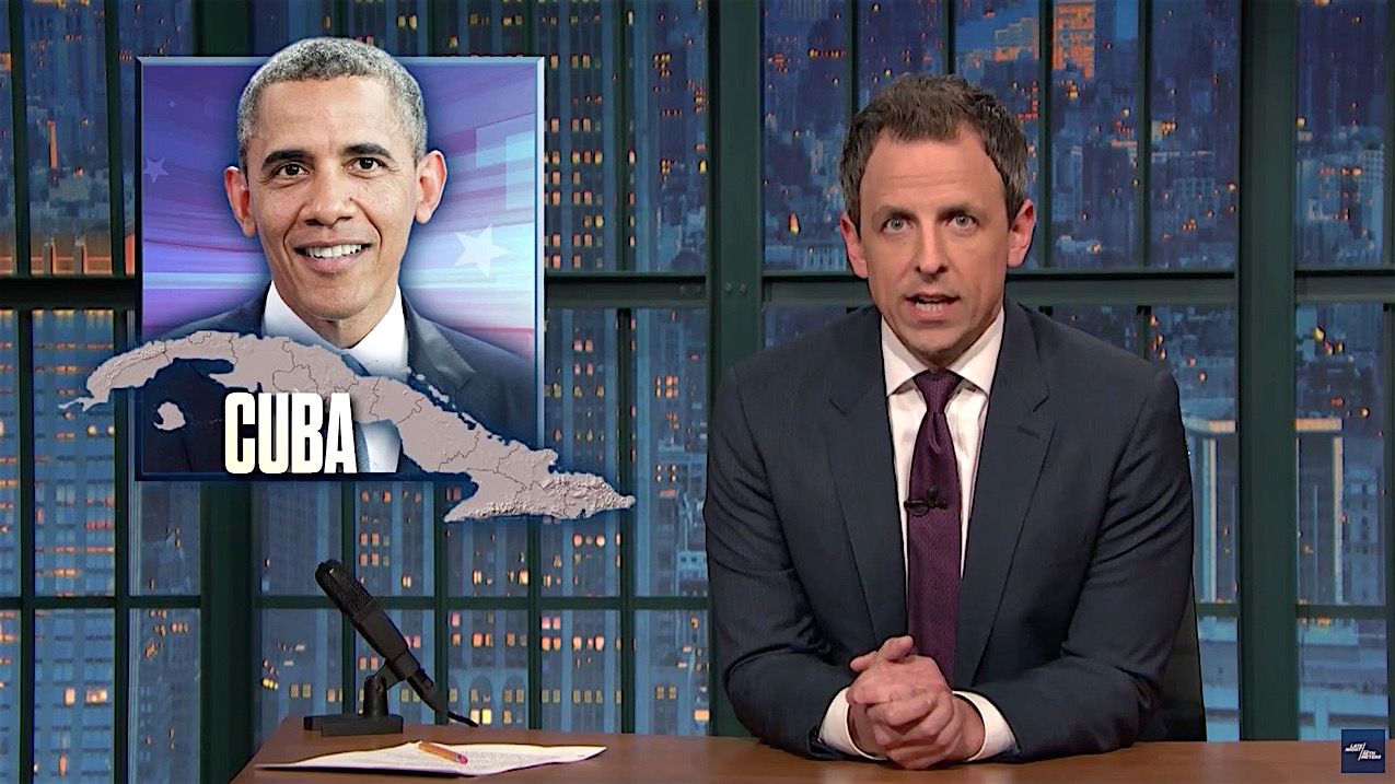 Seth Meyers recaps Obama&amp;#039;s trip to Cuba