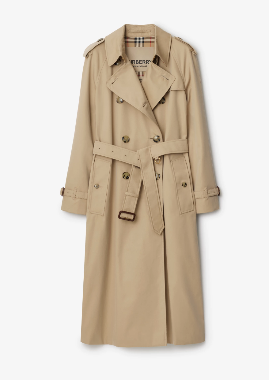 Long Waterloo Heritage Trench Coat in Honey - Women, Cotton Gabardine | Burberry® Official