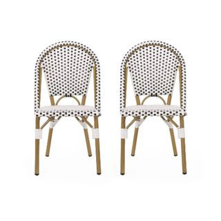 Christopher Knight Home Elize Outdoor French Bistro Chairs (Set of 2) in black and white