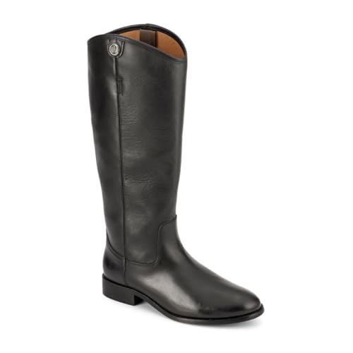 Frye Melissa Button 2 Equestrian-Inspired Tall Boots for Women Made From Hard-Wearing Vintage Leather With Antique Silver Hardware and Leather Outsole &amp;ndash; 15 &amp;frac12;&amp;rdquo; Shaft Height, Black, 7.5